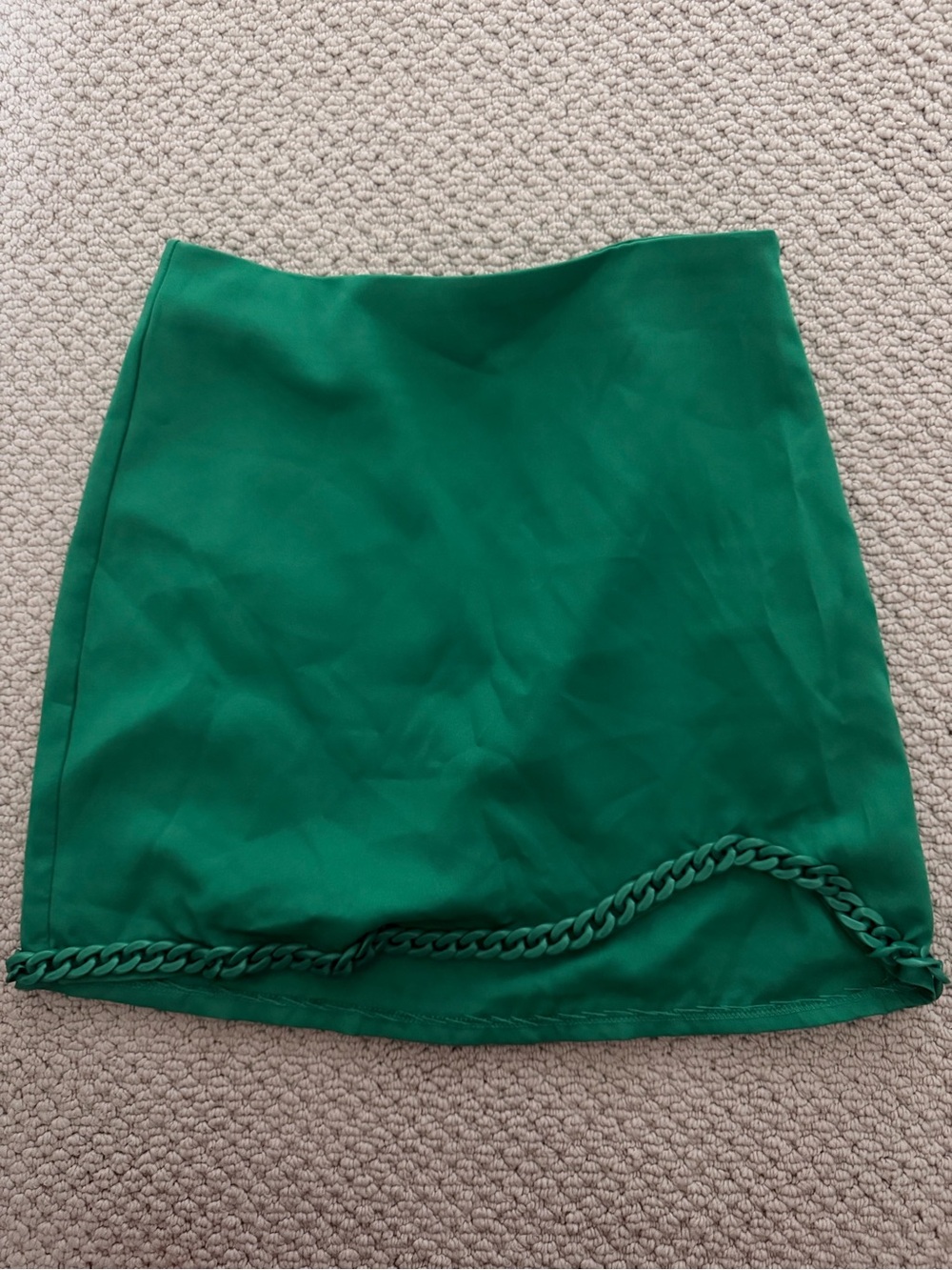 Green Chain-Hem Mini Skirt